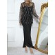 Loose Split-side Midi Dress + Gauze See-Through Sequined Top Two Pieces Midi Dress Loose Split-side Midi Dress + Gauze See-Through Sequined Top Two Pieces Midi Dress
