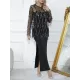 Loose Split-side Midi Dress + Gauze See-Through Sequined Top Two Pieces Midi Dress Loose Split-side Midi Dress + Gauze See-Through Sequined Top Two Pieces Midi Dress