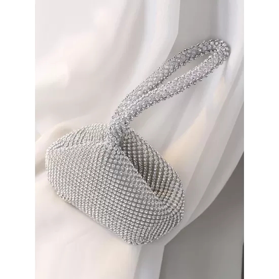 Geometric Rhine Stones Zipper Handbags Geometric Rhine Stones Zipper Handbags