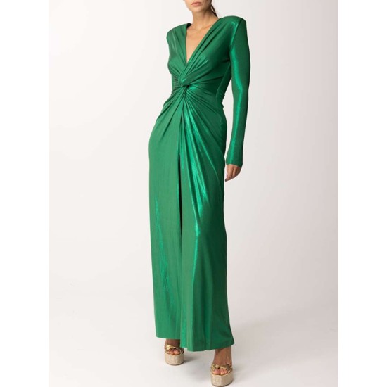 Long Sleeves Solid Color V-Neck Evening Maxi Dresses Long Sleeves Solid Color V-Neck Evening Maxi Dresses