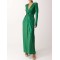 Long Sleeves Solid Color V-Neck Evening Maxi Dresses
