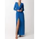 Long Sleeves Solid Color V-Neck Evening Maxi Dresses Long Sleeves Solid Color V-Neck Evening Maxi Dresses