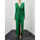 Long Sleeves Solid Color V-Neck Evening Maxi Dresses Long Sleeves Solid Color V-Neck Evening Maxi Dresses