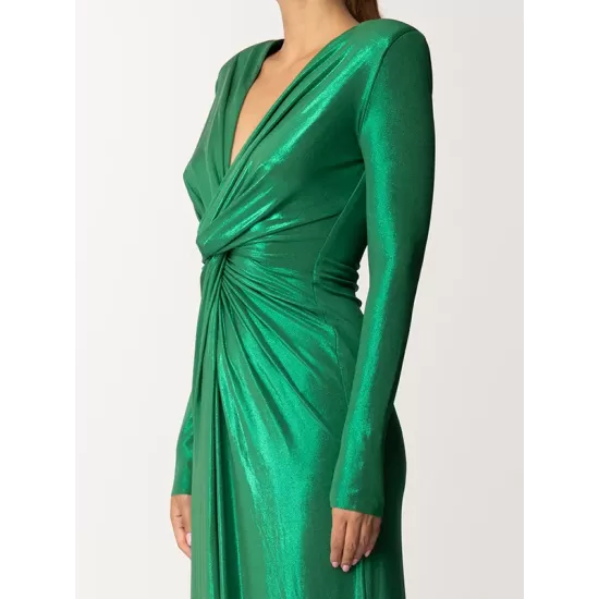 Long Sleeves Solid Color V-Neck Evening Maxi Dresses Long Sleeves Solid Color V-Neck Evening Maxi Dresses