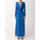 Long Sleeves Solid Color V-Neck Evening Maxi Dresses Long Sleeves Solid Color V-Neck Evening Maxi Dresses