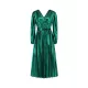 Bronzing Elasticity Pleated Solid Color Tied Waist Long Sleeves Loose V-Neck Midi Dresses Bronzing Elasticity Pleated Solid Color Tied Waist Long Sleeves Loose V-Neck Midi Dresses