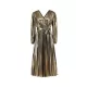 Bronzing Elasticity Pleated Solid Color Tied Waist Long Sleeves Loose V-Neck Midi Dresses Bronzing Elasticity Pleated Solid Color Tied Waist Long Sleeves Loose V-Neck Midi Dresses