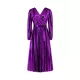 Bronzing Elasticity Pleated Solid Color Tied Waist Long Sleeves Loose V-Neck Midi Dresses Bronzing Elasticity Pleated Solid Color Tied Waist Long Sleeves Loose V-Neck Midi Dresses