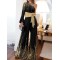 Long Sleeves Loose Printed Shiny Tied Waist One-Shoulder Jumpsuits Bottoms