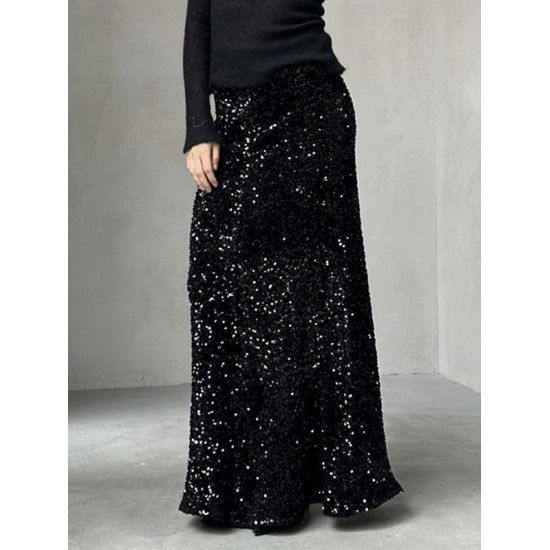 Sequined Split-Joint H-Line Loose Skirts Sequined Split-Joint H-Line Loose Skirts