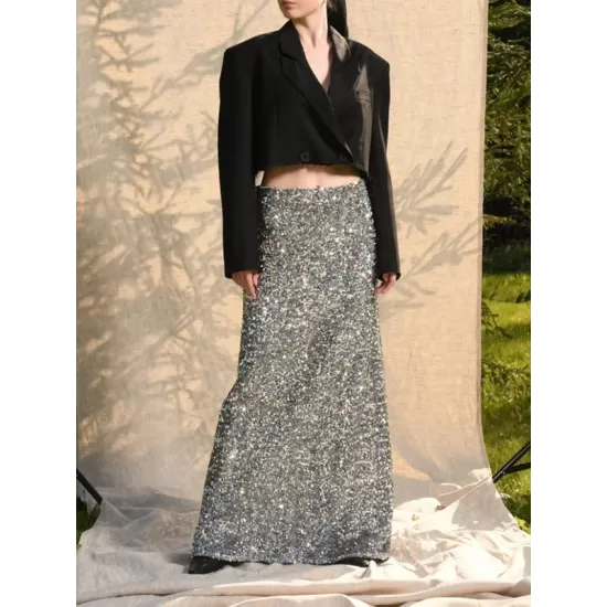 Sequined Split-Joint H-Line Loose Skirts Sequined Split-Joint H-Line Loose Skirts
