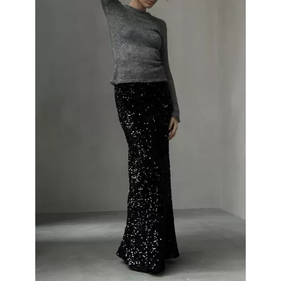 Sequined Split-Joint H-Line Loose Skirts Sequined Split-Joint H-Line Loose Skirts