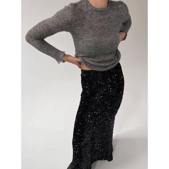 Sequined Split-Joint H-Line Loose Skirts Sequined Split-Joint H-Line Loose Skirts