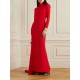 Long Sleeves Solid Color Half Turtleneck Evening Dresses Maxi Dresses Long Sleeves Solid Color Half Turtleneck Evening Dresses Maxi Dresses