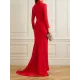 Long Sleeves Solid Color Half Turtleneck Evening Dresses Maxi Dresses Long Sleeves Solid Color Half Turtleneck Evening Dresses Maxi Dresses