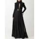 Long Sleeves Pleated Solid Color Split-Side V-Back High-Neck Evening Dresses Maxi Dresses Long Sleeves Pleated Solid Color Split-Side V-Back High-Neck Evening Dresses Maxi Dresses