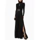 Long Sleeves Pleated Solid Color Split-Side V-Back High-Neck Evening Dresses Maxi Dresses Long Sleeves Pleated Solid Color Split-Side V-Back High-Neck Evening Dresses Maxi Dresses