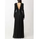 Long Sleeves Pleated Solid Color Split-Side V-Back High-Neck Evening Dresses Maxi Dresses Long Sleeves Pleated Solid Color Split-Side V-Back High-Neck Evening Dresses Maxi Dresses