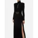 Long Sleeves Pleated Solid Color Split-Side V-Back High-Neck Evening Dresses Maxi Dresses Long Sleeves Pleated Solid Color Split-Side V-Back High-Neck Evening Dresses Maxi Dresses