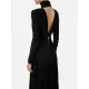 Long Sleeves Pleated Solid Color Split-Side V-Back High-Neck Evening Dresses Maxi Dresses Long Sleeves Pleated Solid Color Split-Side V-Back High-Neck Evening Dresses Maxi Dresses