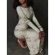 Printed Split-Back Split-Joint Long Sleeves Skinny Round-Neck Maxi Dresses Evening Dresses Printed Split-Back Split-Joint Long Sleeves Skinny Round-Neck Maxi Dresses Evening Dresses