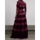 Embroidered Hollow Solid Color Split-Joint Half Sleeves High Waisted High Neck Maxi Dresses Embroidered Hollow Solid Color Split-Joint Half Sleeves High Waisted High Neck Maxi Dresses