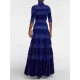 Embroidered Hollow Solid Color Split-Joint Half Sleeves High Waisted High Neck Maxi Dresses Embroidered Hollow Solid Color Split-Joint Half Sleeves High Waisted High Neck Maxi Dresses