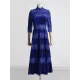 Embroidered Hollow Solid Color Split-Joint Half Sleeves High Waisted High Neck Maxi Dresses Embroidered Hollow Solid Color Split-Joint Half Sleeves High Waisted High Neck Maxi Dresses