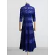 Embroidered Hollow Solid Color Split-Joint Half Sleeves High Waisted High Neck Maxi Dresses Embroidered Hollow Solid Color Split-Joint Half Sleeves High Waisted High Neck Maxi Dresses