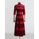Embroidered Hollow Solid Color Split-Joint Half Sleeves High Waisted High Neck Maxi Dresses Embroidered Hollow Solid Color Split-Joint Half Sleeves High Waisted High Neck Maxi Dresses