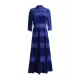Embroidered Hollow Solid Color Split-Joint Half Sleeves High Waisted High Neck Maxi Dresses Embroidered Hollow Solid Color Split-Joint Half Sleeves High Waisted High Neck Maxi Dresses