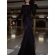 Solid Color Long Sleeves Mermaid Round-neck Maxi Dresses Evening Dresses Solid Color Long Sleeves Mermaid Round-neck Maxi Dresses Evening Dresses