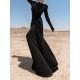 Solid Color Long Sleeves Mermaid Round-neck Maxi Dresses Evening Dresses Solid Color Long Sleeves Mermaid Round-neck Maxi Dresses Evening Dresses