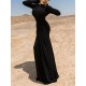 Solid Color Long Sleeves Mermaid Round-neck Maxi Dresses Evening Dresses Solid Color Long Sleeves Mermaid Round-neck Maxi Dresses Evening Dresses