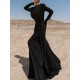 Solid Color Long Sleeves Mermaid Round-neck Maxi Dresses Evening Dresses Solid Color Long Sleeves Mermaid Round-neck Maxi Dresses Evening Dresses