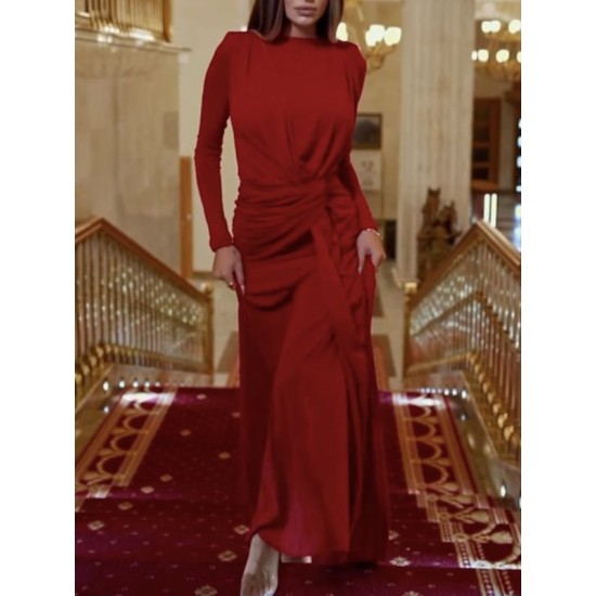 Solid Color Long Sleeves Mermaid Round-neck Maxi Dresses Evening Dresses Solid Color Long Sleeves Mermaid Round-neck Maxi Dresses Evening Dresses