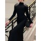 Back Cross Split-side Tasseled Long Sleeves Skinny High Neck Midi Dresses Evening Dresses Back Cross Split-side Tasseled Long Sleeves Skinny High Neck Midi Dresses Evening Dresses