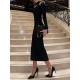 Back Cross Split-side Tasseled Long Sleeves Skinny High Neck Midi Dresses Evening Dresses Back Cross Split-side Tasseled Long Sleeves Skinny High Neck Midi Dresses Evening Dresses