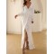 Sequined Solid Color Split-Front Tied Waist Bodycon Long Sleeves V-Neck Maxi Dresses