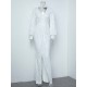 Sequined Solid Color Split-Front Tied Waist Bodycon Long Sleeves V-Neck Maxi Dresses Sequined Solid Color Split-Front Tied Waist Bodycon Long Sleeves V-Neck Maxi Dresses