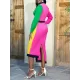 Asymmetric Buttoned Contrast Color Split-back High Waisted Long Sleeves Lapel Midi Dresses Asymmetric Buttoned Contrast Color Split-back High Waisted Long Sleeves Lapel Midi Dresses