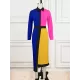 Asymmetric Buttoned Contrast Color Split-back High Waisted Long Sleeves Lapel Midi Dresses Asymmetric Buttoned Contrast Color Split-back High Waisted Long Sleeves Lapel Midi Dresses