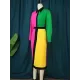 Asymmetric Buttoned Contrast Color Split-back High Waisted Long Sleeves Lapel Midi Dresses Asymmetric Buttoned Contrast Color Split-back High Waisted Long Sleeves Lapel Midi Dresses