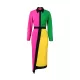Asymmetric Buttoned Contrast Color Split-back High Waisted Long Sleeves Lapel Midi Dresses Asymmetric Buttoned Contrast Color Split-back High Waisted Long Sleeves Lapel Midi Dresses