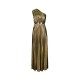 Asymmetric Pleated Shiny Solid Color High Waisted Loose One-shoulder Maxi Dresses Asymmetric Pleated Shiny Solid Color High Waisted Loose One-shoulder Maxi Dresses
