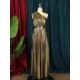 Asymmetric Pleated Shiny Solid Color High Waisted Loose One-shoulder Maxi Dresses Asymmetric Pleated Shiny Solid Color High Waisted Loose One-shoulder Maxi Dresses
