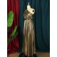 Asymmetric Pleated Shiny Solid Color High Waisted Loose One-shoulder Maxi Dresses Asymmetric Pleated Shiny Solid Color High Waisted Loose One-shoulder Maxi Dresses