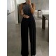 Hollow Rhinestone Sleeveless Wide Leg Jumpsuits Hollow Rhinestone Sleeveless Wide Leg Jumpsuits