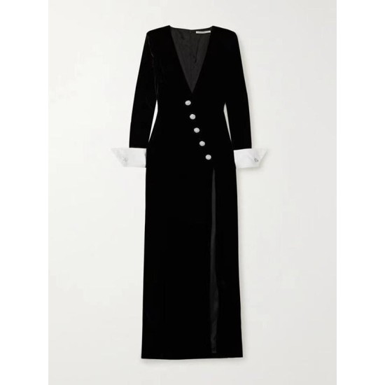 Asymmetric Buttoned Shoulder Pad Split-Front Long Sleeves Skinny Deep V-Neck Maxi Dresses Asymmetric Buttoned Shoulder Pad Split-Front Long Sleeves Skinny Deep V-Neck Maxi Dresses