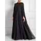 Batwing Sleeves Loose Jacquard See-Through Solid Color Split-Joint Three-Dimensional Flower Round-Neck Maxi Dresses Batwing Sleeves Loose Jacquard See-Through Solid Color Split-Joint Three-Dimensional Flower Round-Neck Maxi Dresses